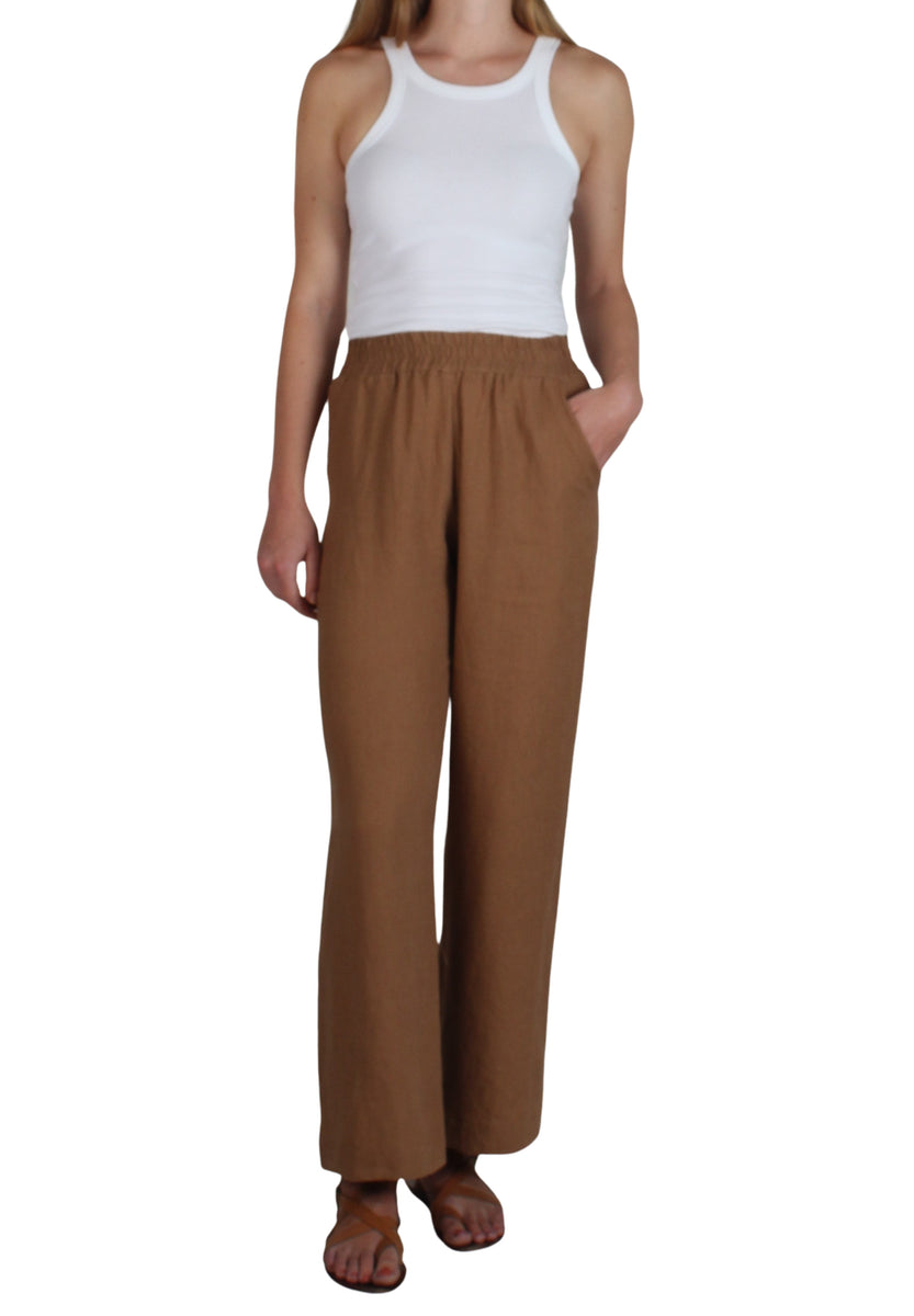 Santorini Linen Pant Cognac – MUSEUM