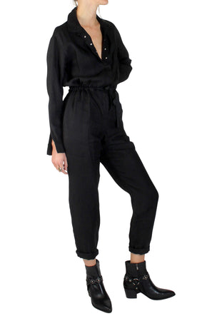 Linen Boilersuit Black