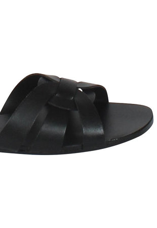 Corfu Leather Sandals Black
