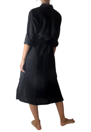 Monaco Linen Dress Black