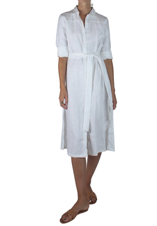 Monaco Linen Dress White