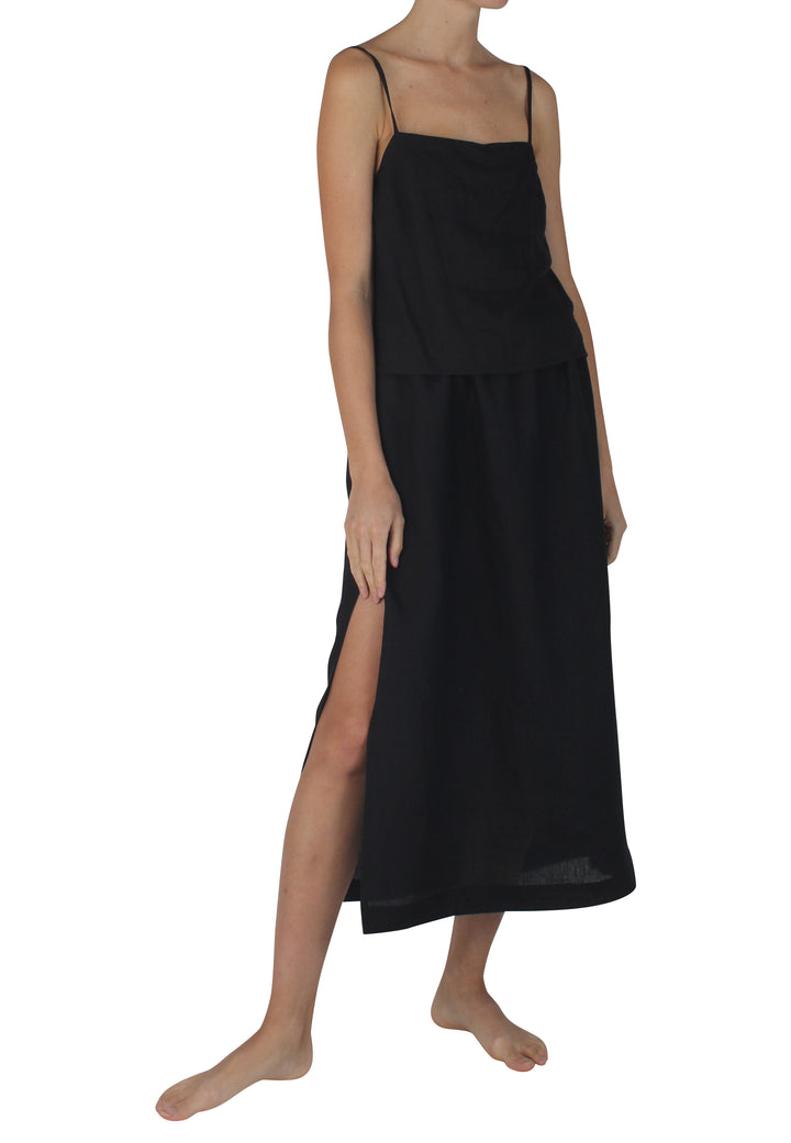 Pacific Linen Skirt Black