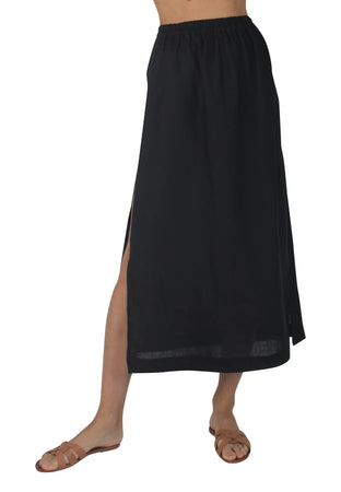 Pacific Linen Skirt Black