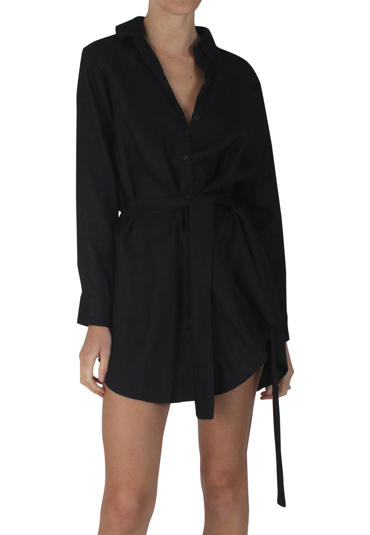 Saint Tropez Linen Dress Black
