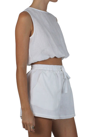 McKenzie Linen Top White