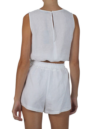 McKenzie Linen Top White