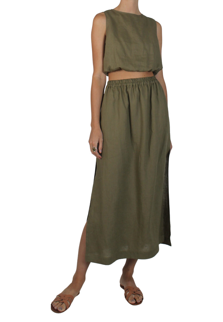 Pacific Linen Skirt Khaki