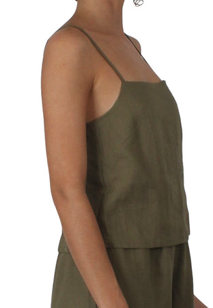 Linen Cami Khaki