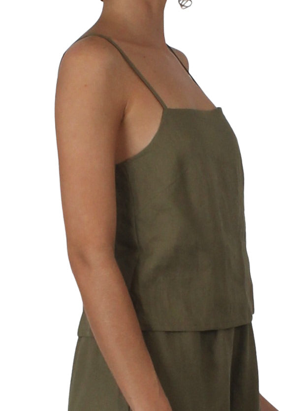 Linen Cami Khaki