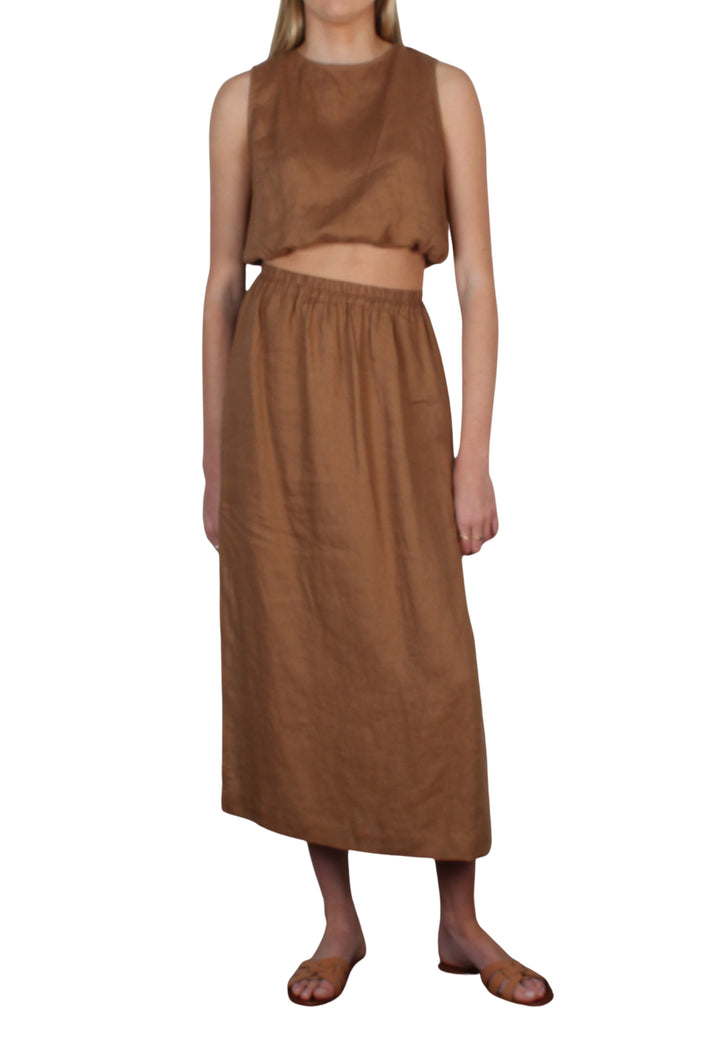 Pacific Linen Skirt Cognac