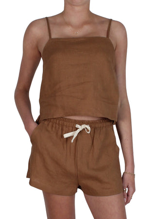 Athena Linen Short Cognac